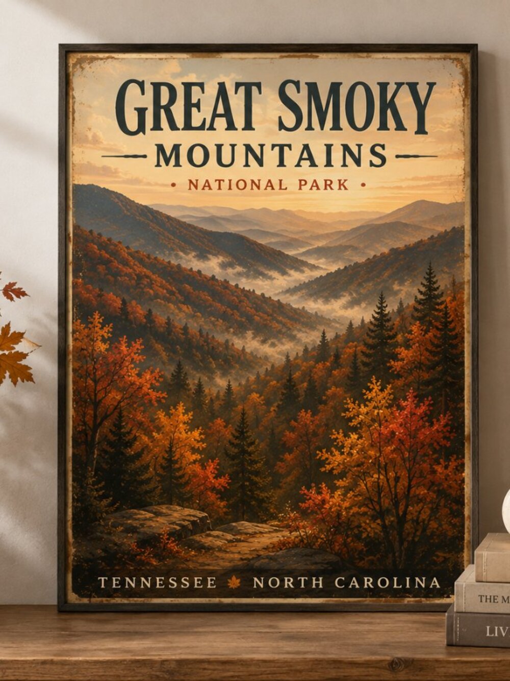 Great Smoky Mountains 12x16 Fall Art Print | Vintage National Park Decor